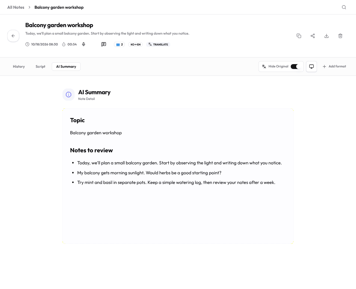 AI summary in your format