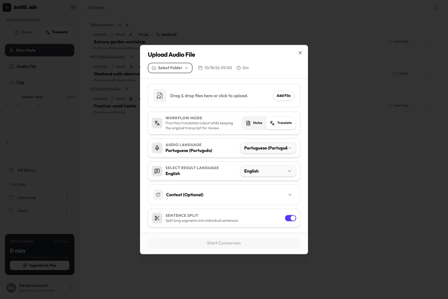 Upload Audio File