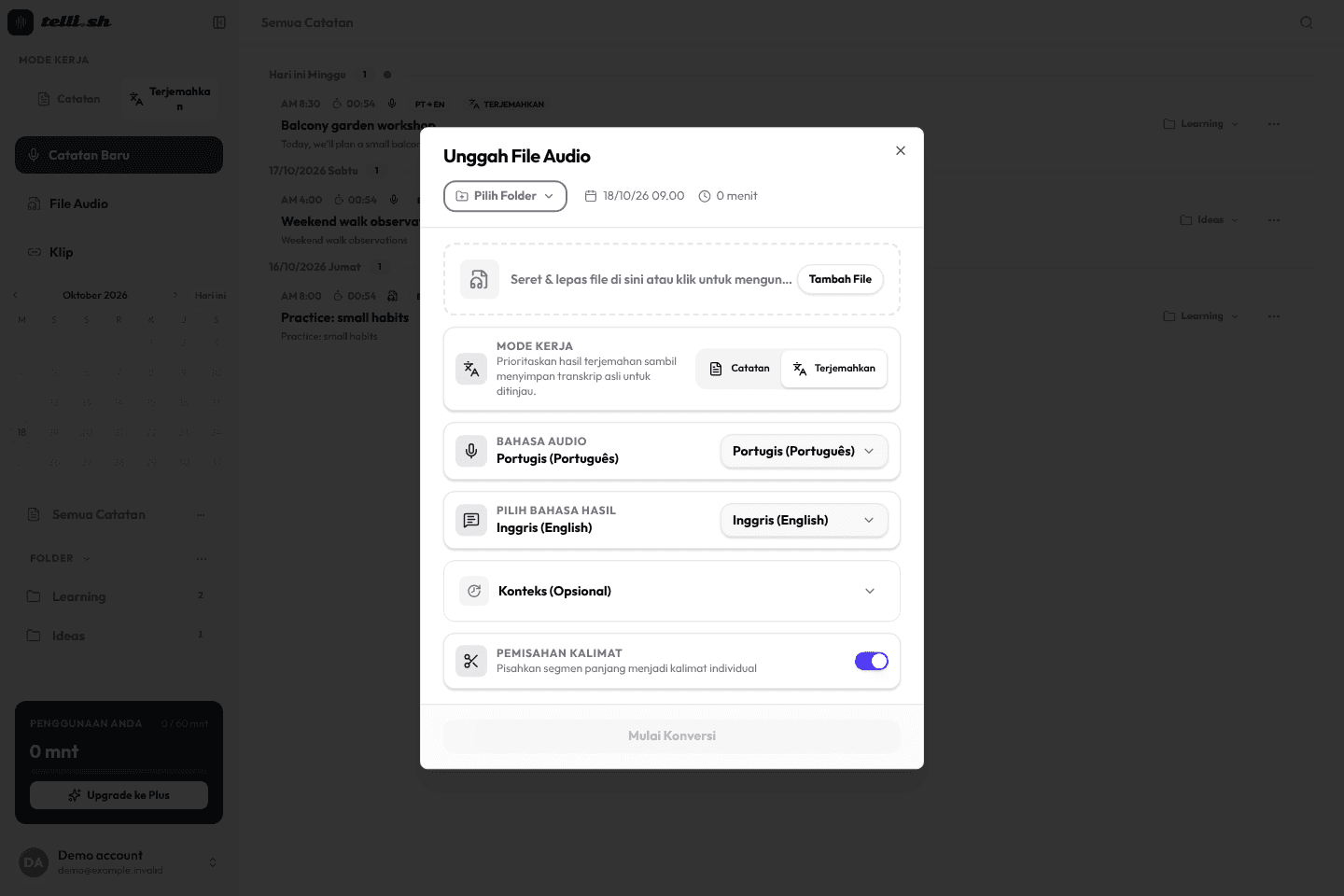 Unggah File Audio