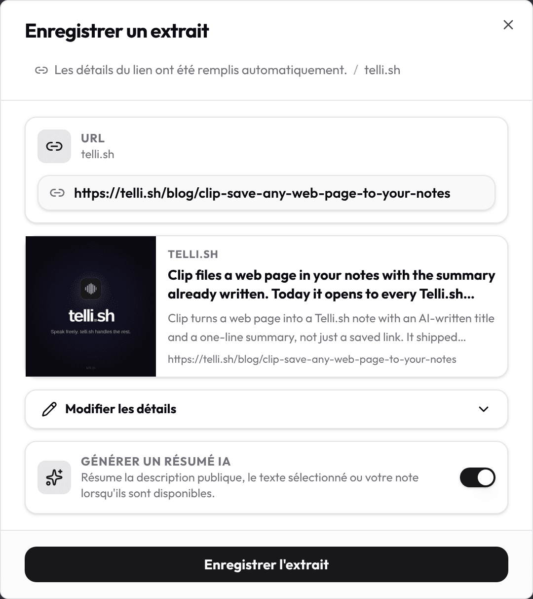 Enregistrez aussi des pages web en notes.
