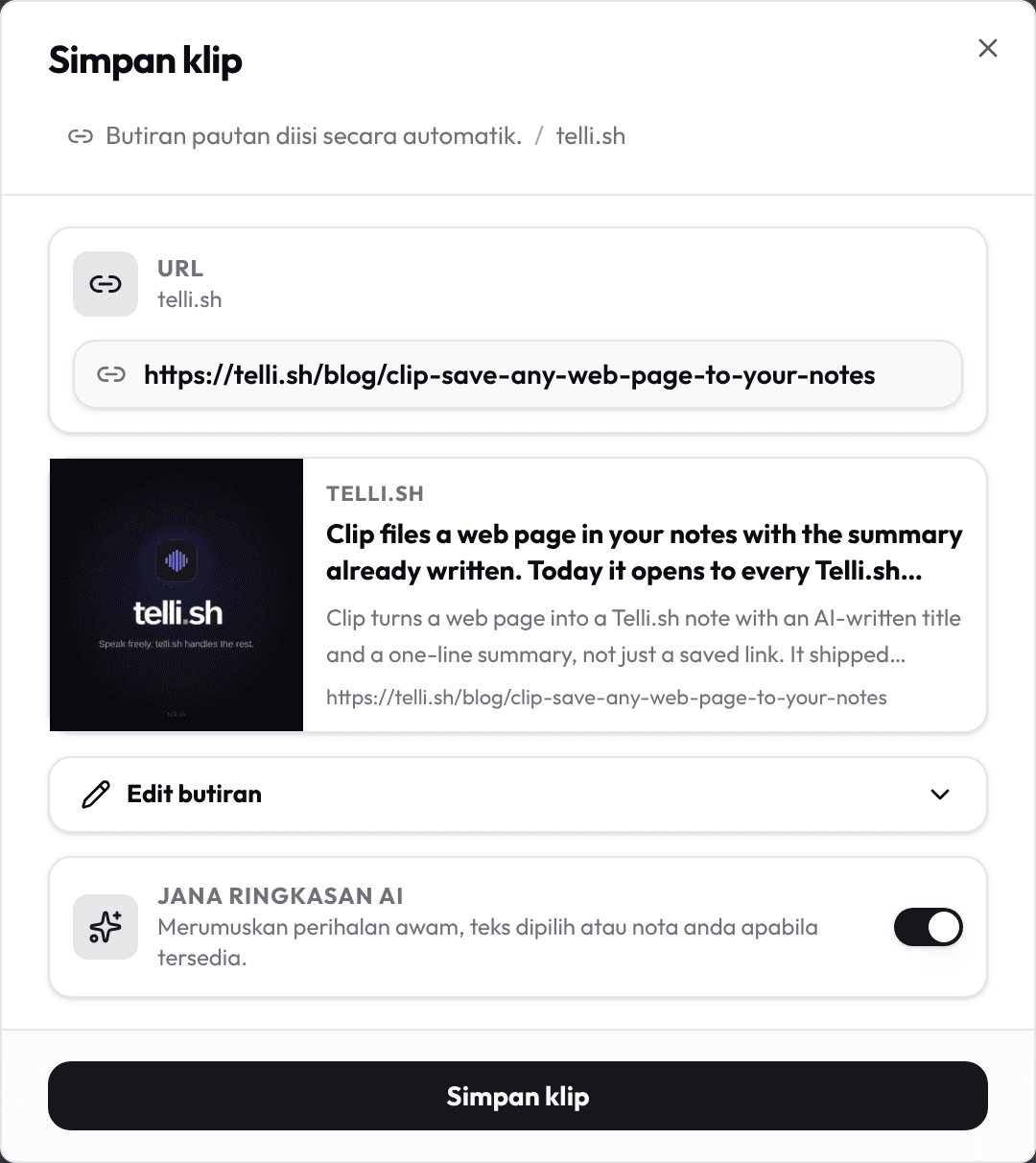 Simpan halaman web sebagai nota juga.